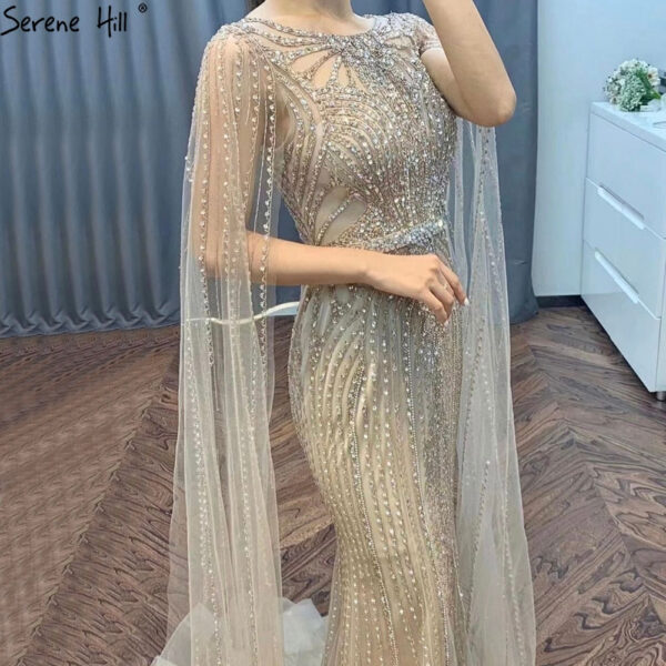 Nove Dress Beaded Cape Sleeve Mermaid Evening Dress 1 - Nove Dress