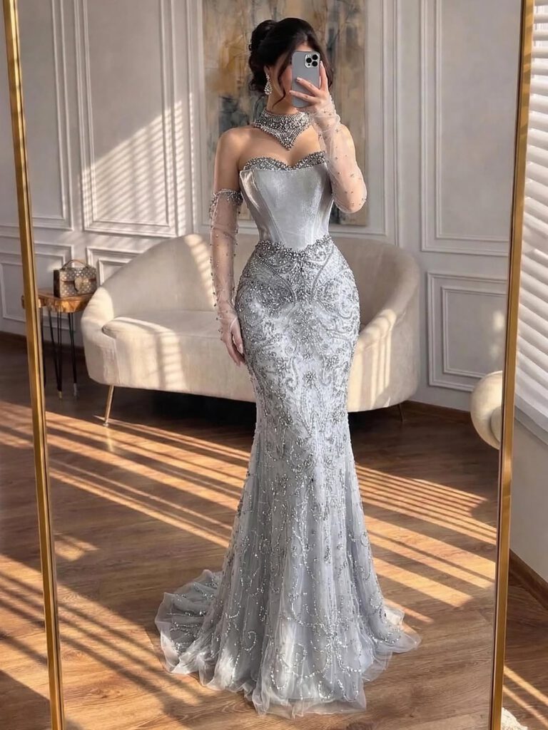 Nove Dress Beaded Evening Dress - Style