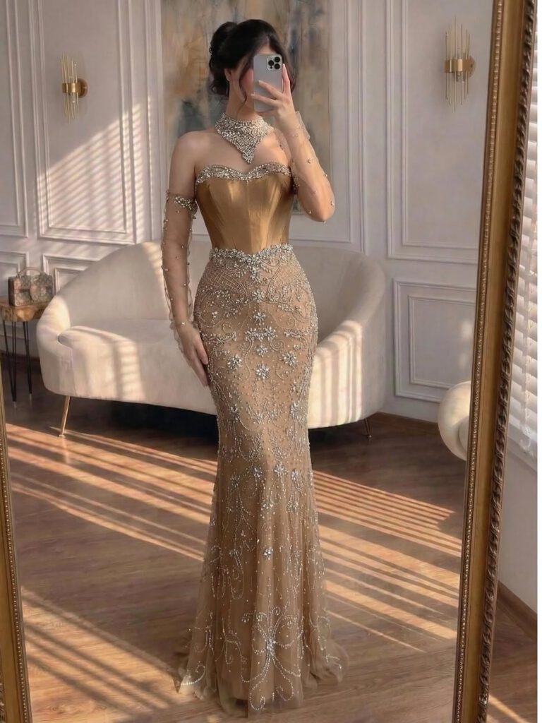 Nove Dress Beaded Evening Dress - Style
