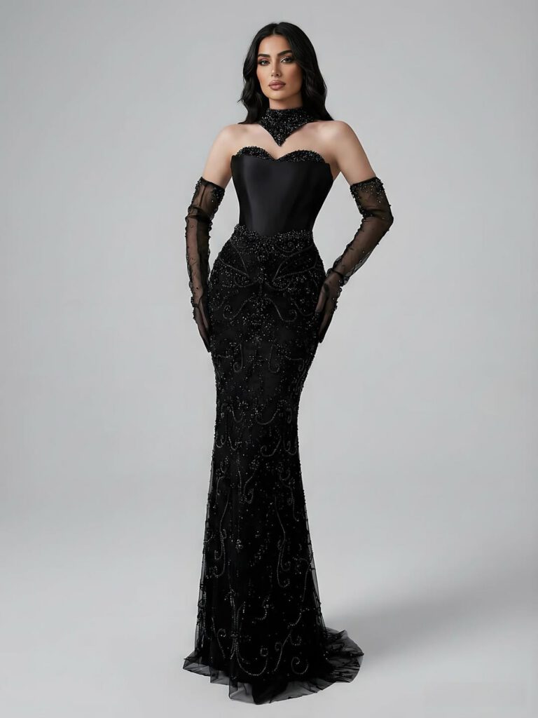 Nove Dress Beaded Evening Dress - Style