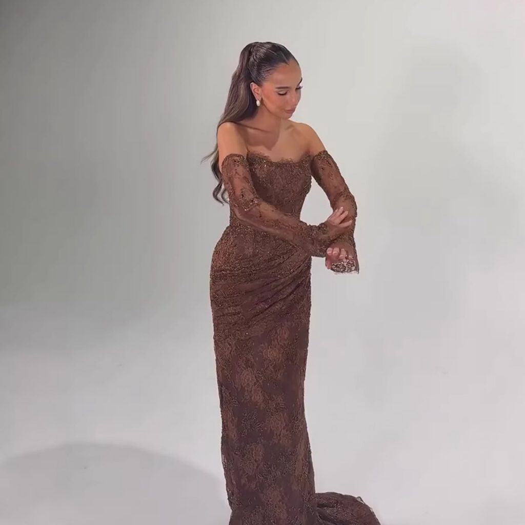 Nove Dress Meerjungfrau Abendkleid mit Perlenstickerei und Spitze im arabischen Stil