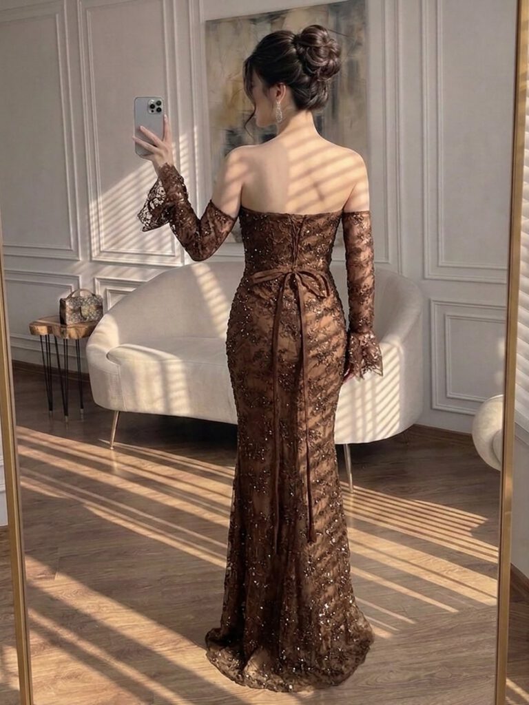 Nove Dress Meerjungfrau Abendkleid mit Perlenstickerei und Spitze im arabischen Stil