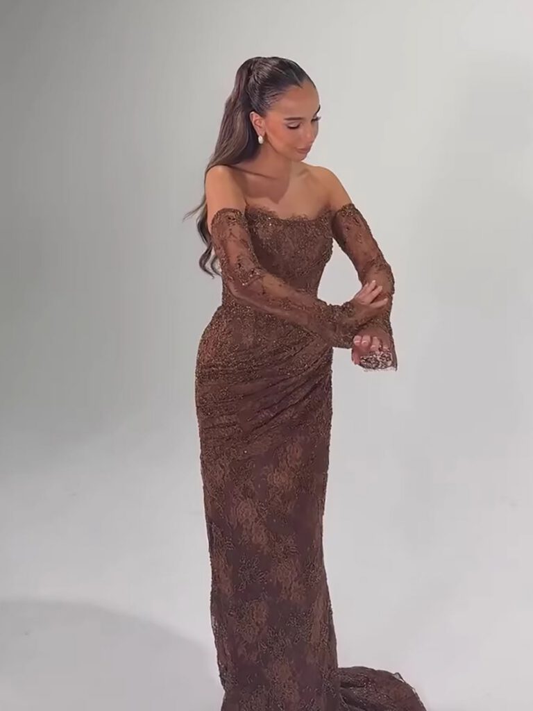 Nove Dress Meerjungfrau Abendkleid mit Perlenstickerei und Spitze im arabischen Stil