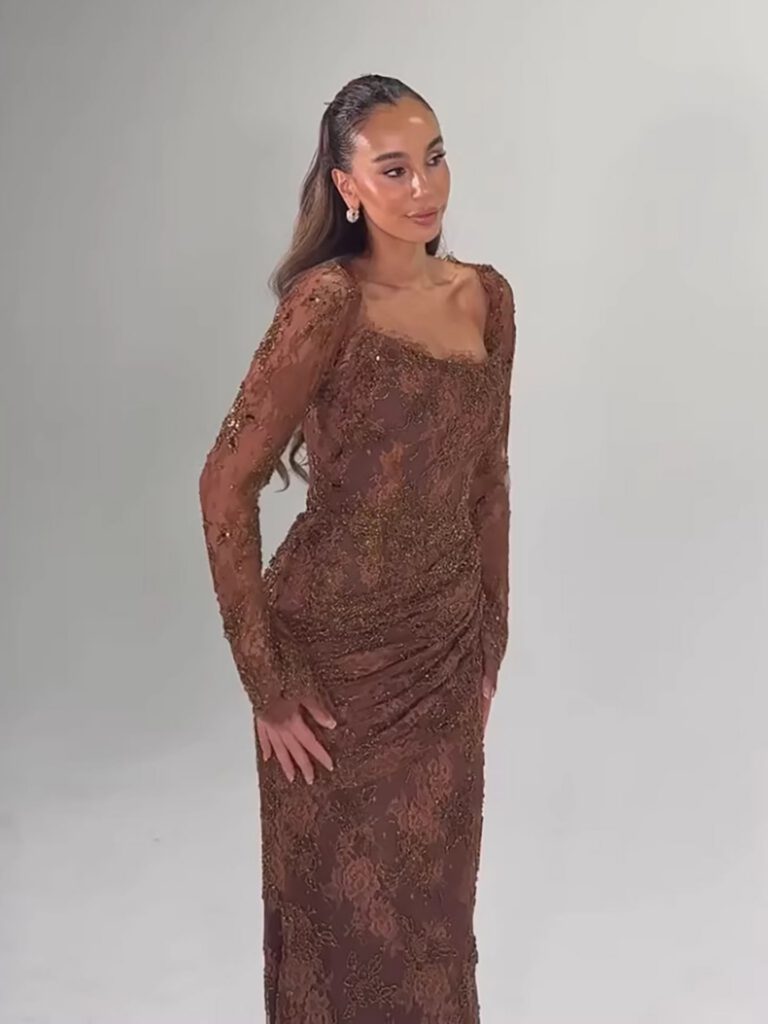 Nove Dress Meerjungfrau Abendkleid mit Perlenstickerei und Spitze im arabischen Stil