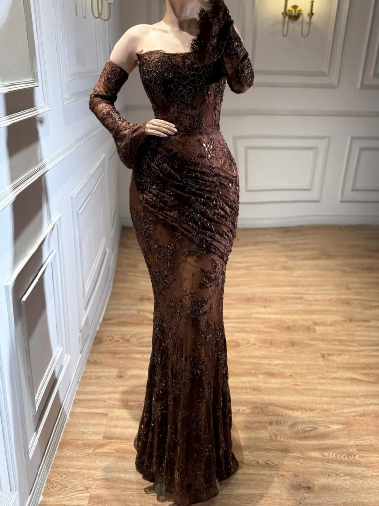 Nove Dress Meerjungfrau Abendkleid mit Perlenstickerei und Spitze im arabischen Stil