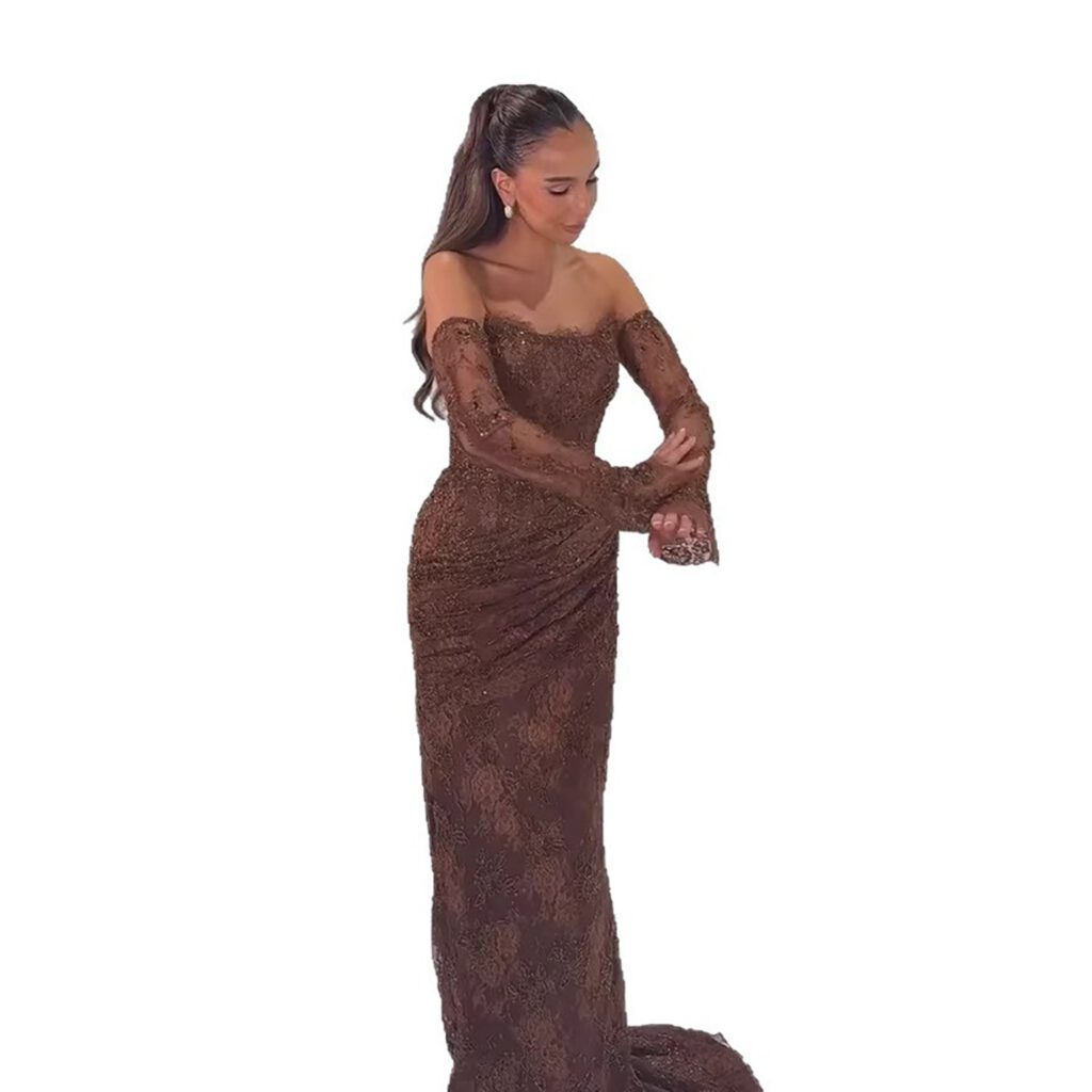 Nove Dress Meerjungfrau Abendkleid mit Perlenstickerei und Spitze im arabischen Stil