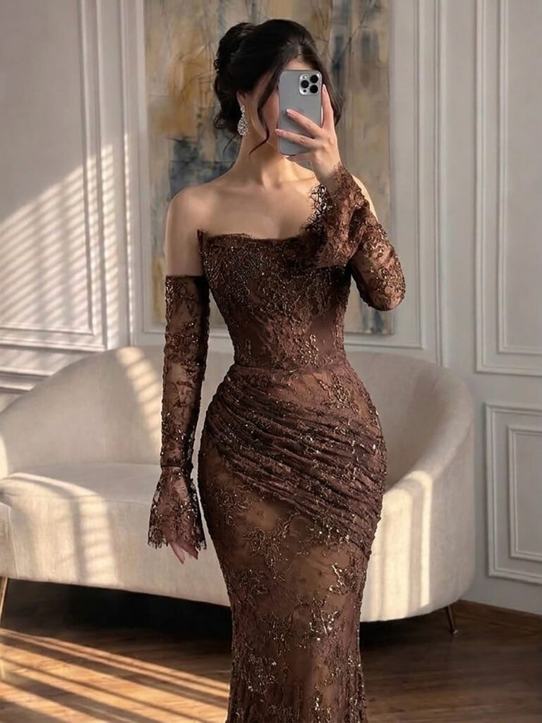 Nove Dress Meerjungfrau Abendkleid mit Perlenstickerei und Spitze im arabischen Stil