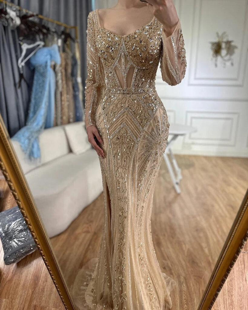 Nove Dress Beaded Long Sleeve Arabic Evening Dress