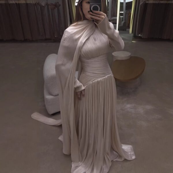 Nove Dress Beige Modest Evening Dress 1 - Nove Dress