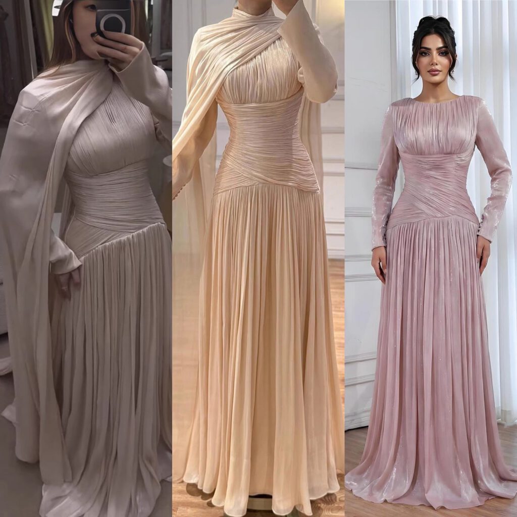 Nove Dress beige Abendkleid im Modest-Stil