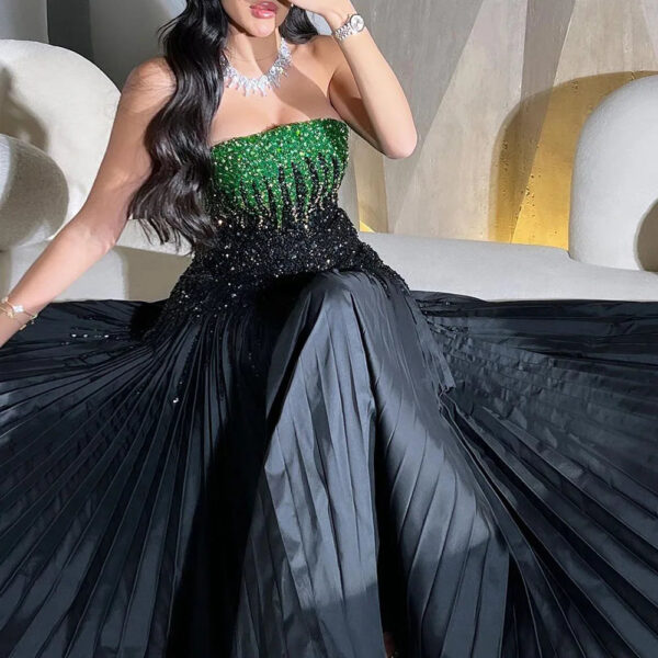 Nove Dress Black Beaded Off Shoulder Arabic Evening Dress 1 - Nove Dress
