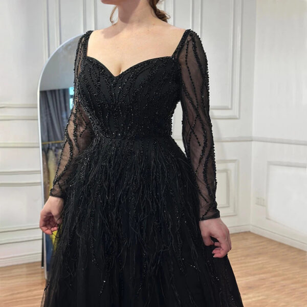 Nove Dress Black Feather Evening Dress 1 - Nove Dress