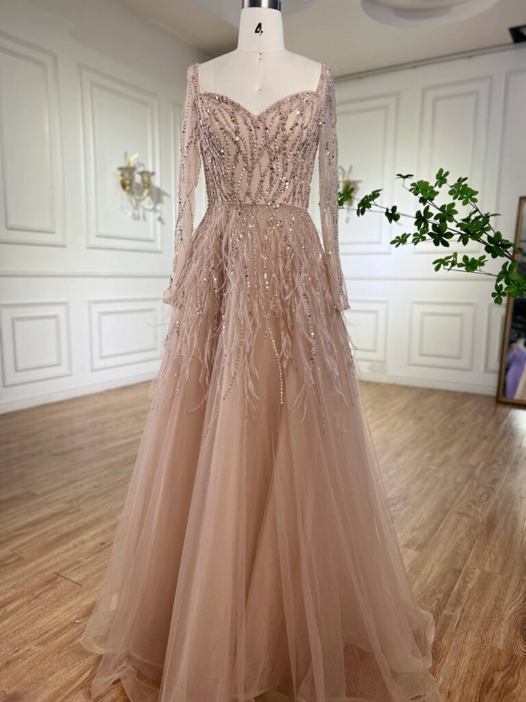 Nove Dress Black Feather Evening Dress