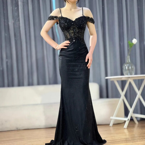 Nove Dress Black Lace Off Shoulder Prom Evening Dress 1 - Nove Dress