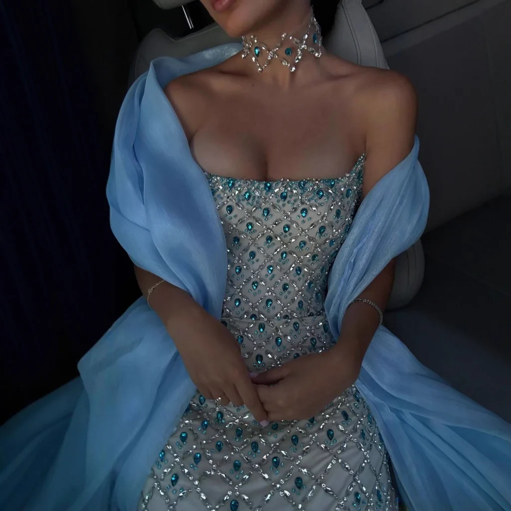 Nove Dress blauw avondjurk in Arabische stijl