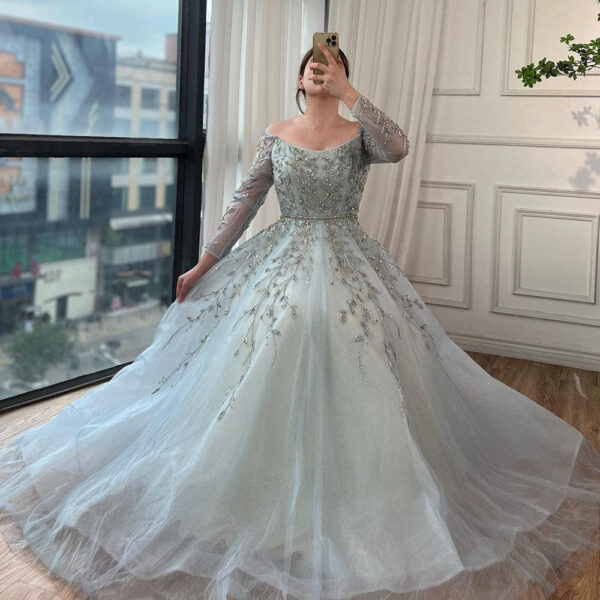 Nove Dress Blue Ball Gown Arabic Evening Dress 1 - Nove Dress