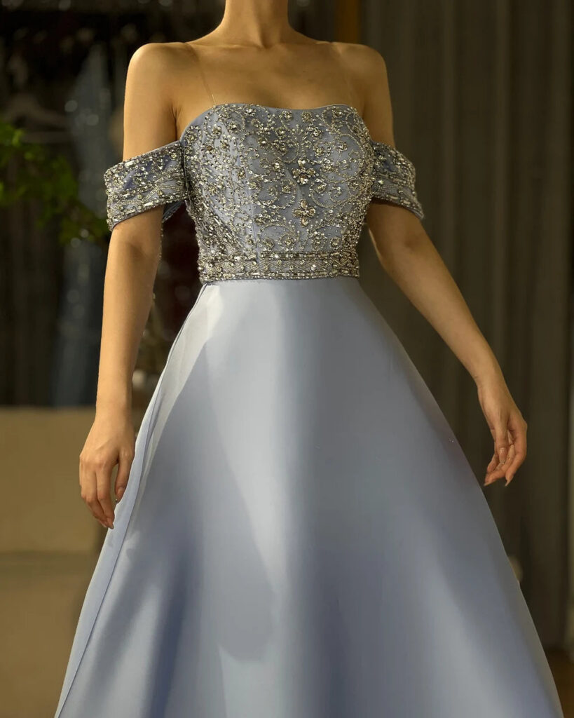 Nove Dress Blue Beaded A-Line Arabic Evening Dress - Style