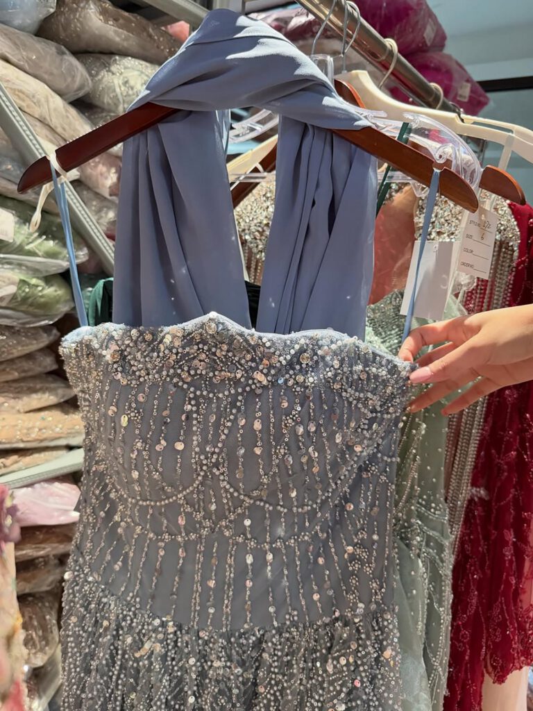 Nove Dress Blue Beaded A-Line Evening Dress