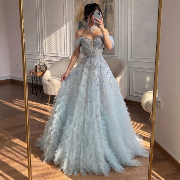 Nove Dress Blue Beaded Evening Dress 1 - Nove Dress