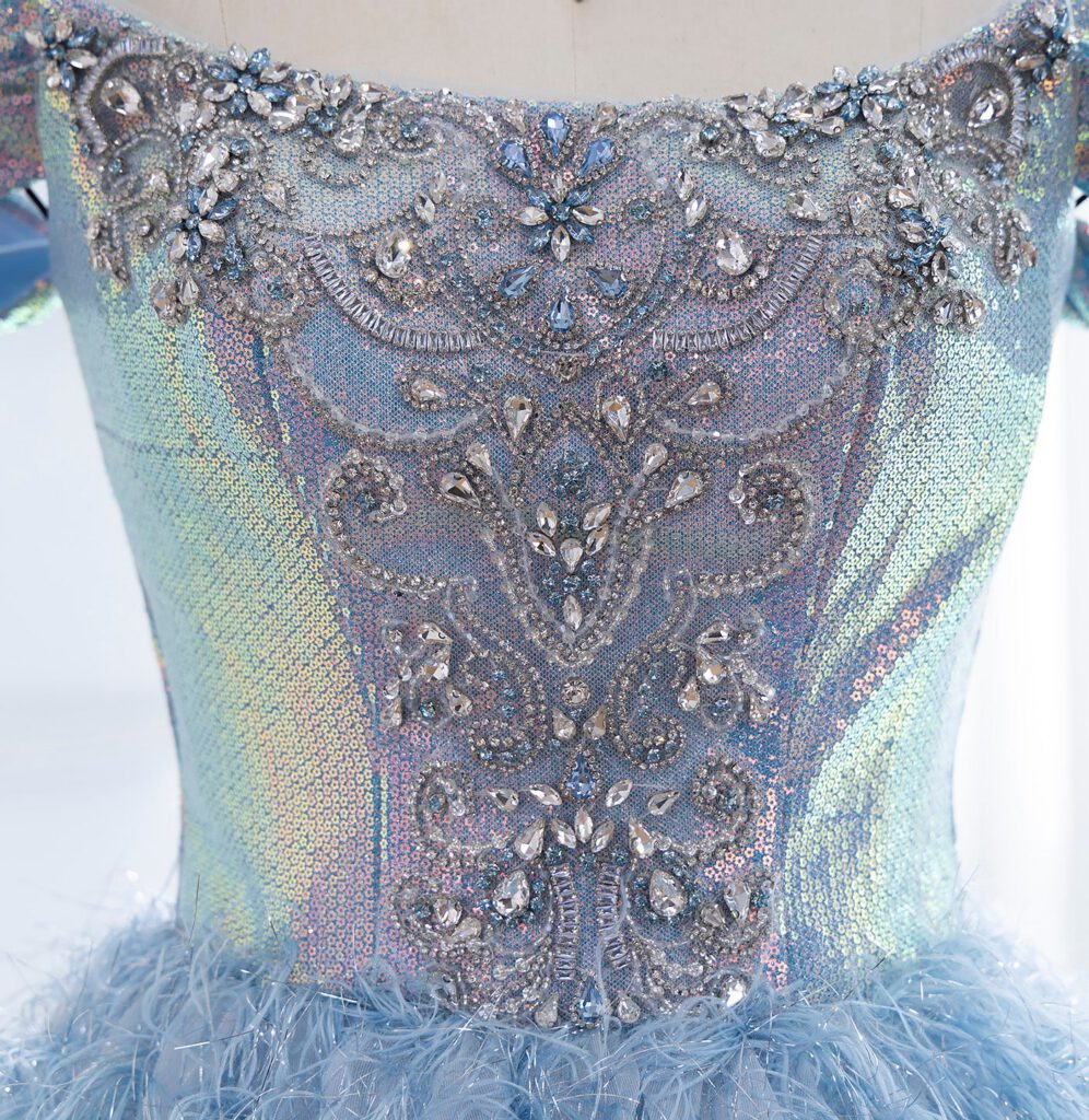 Nove Dress Blue Beaded Feather A-Line Evening Dress - Style