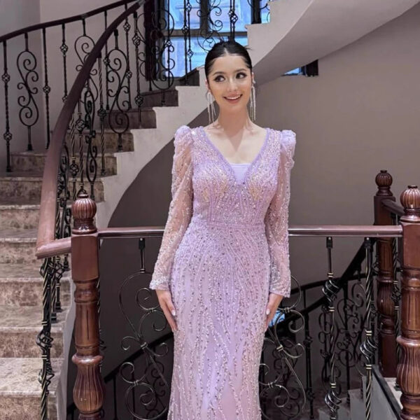 Nove Dress Blue Beaded Mermaid Arabic Evening Dress - Style LA71931 1 - Nove Dress