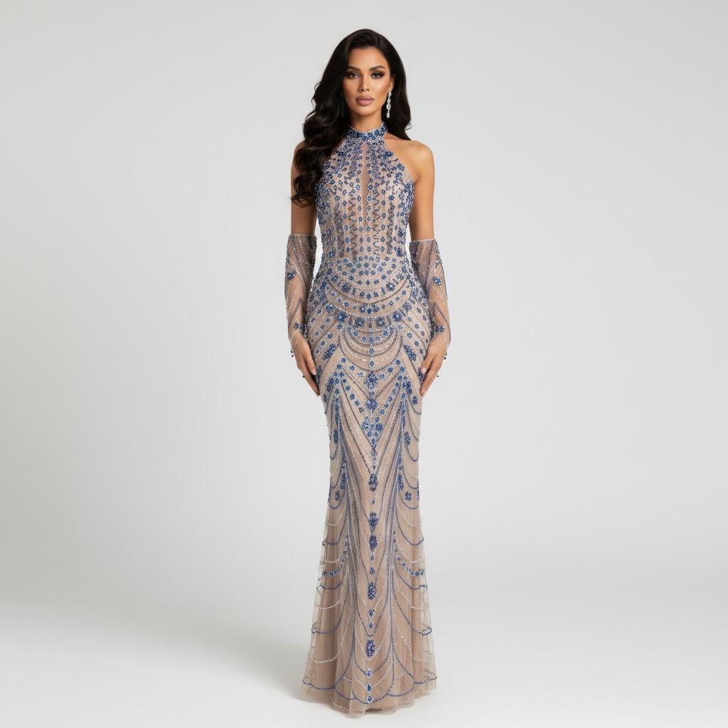 Nove Dress Blue Evening Dress - Style