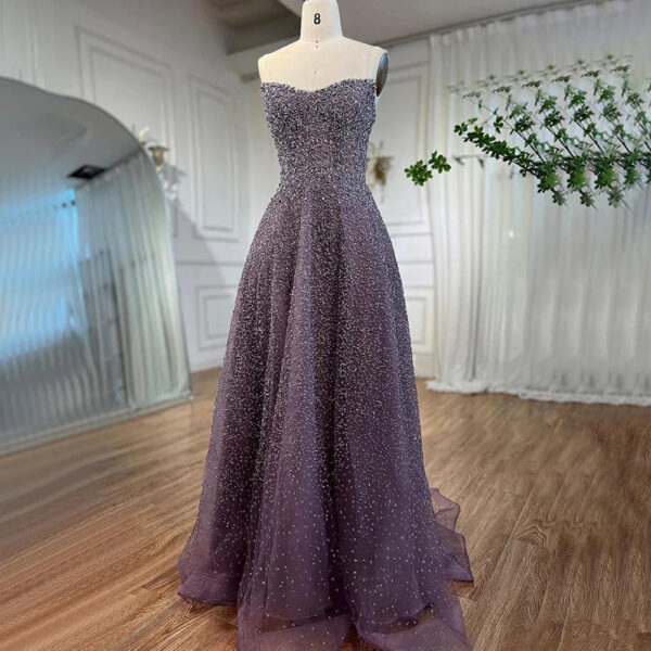 Nove Dress Caramel Beaded A-Line Arabic Evening Dress 1 - Nove Dress