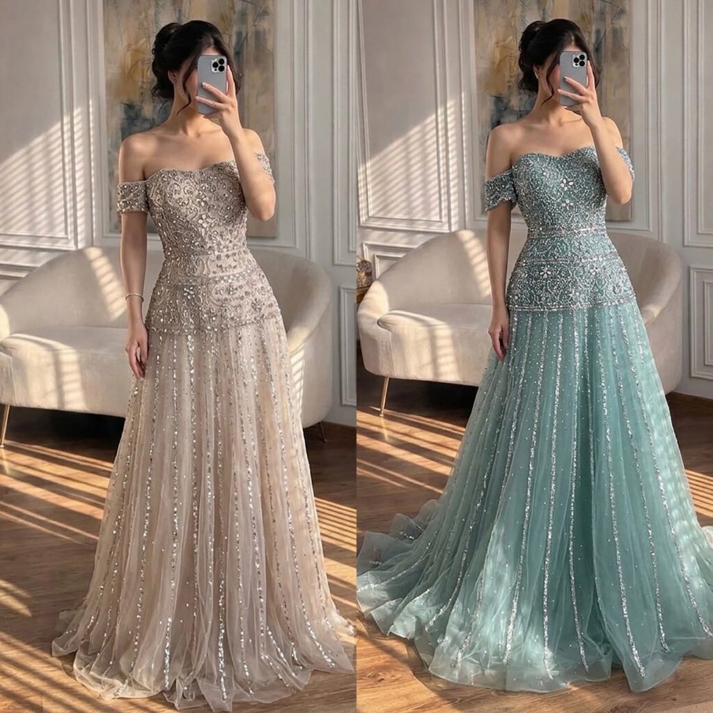 Nove Dress Caramel Beaded A-Line Evening Dress