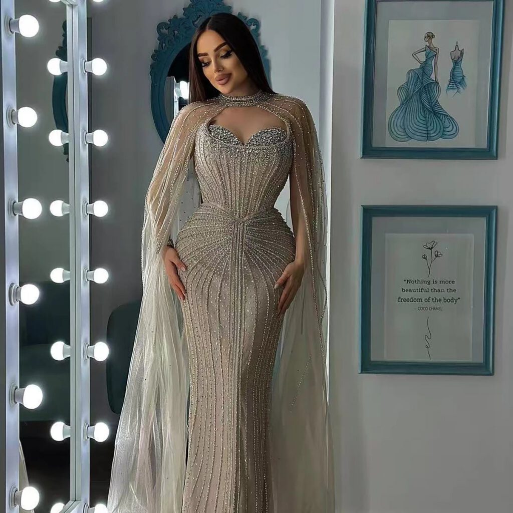 Nove Dress Caramel Beaded Arabic Evening Dress