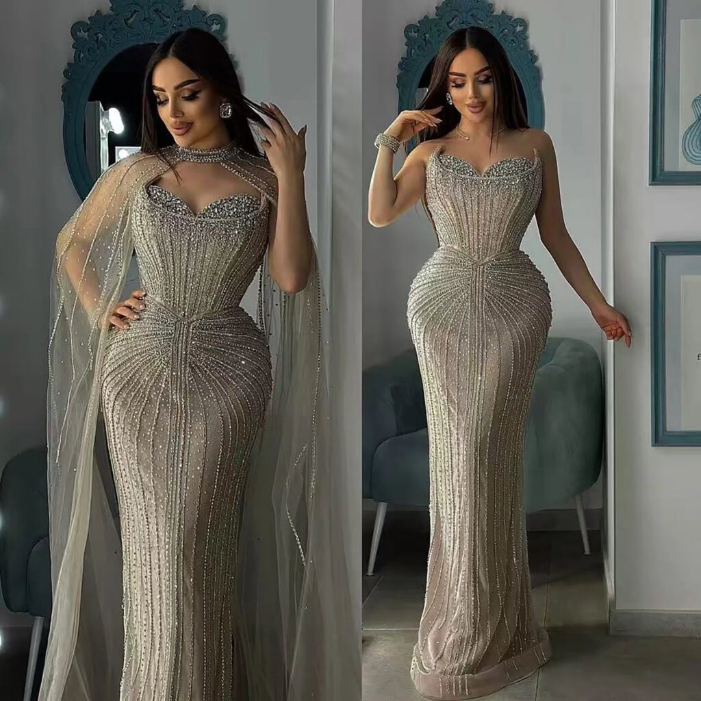 Nove Dress Caramel Beaded Arabic Evening Dress