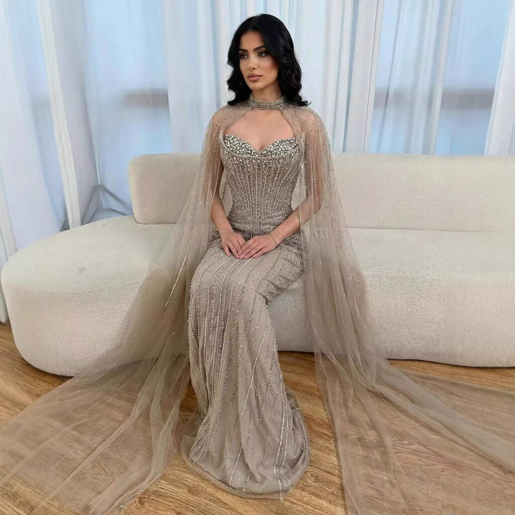 Nove Dress Caramel Beaded Arabic Evening Dress