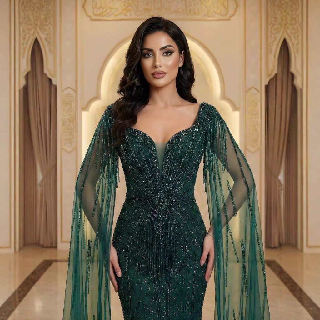 Nove Dress Caramel Beaded Evening Dress - Style