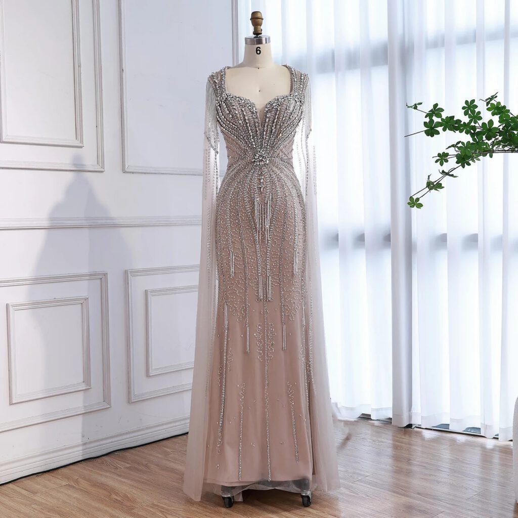 Nove Dress Caramel Beaded Evening Dress - Style