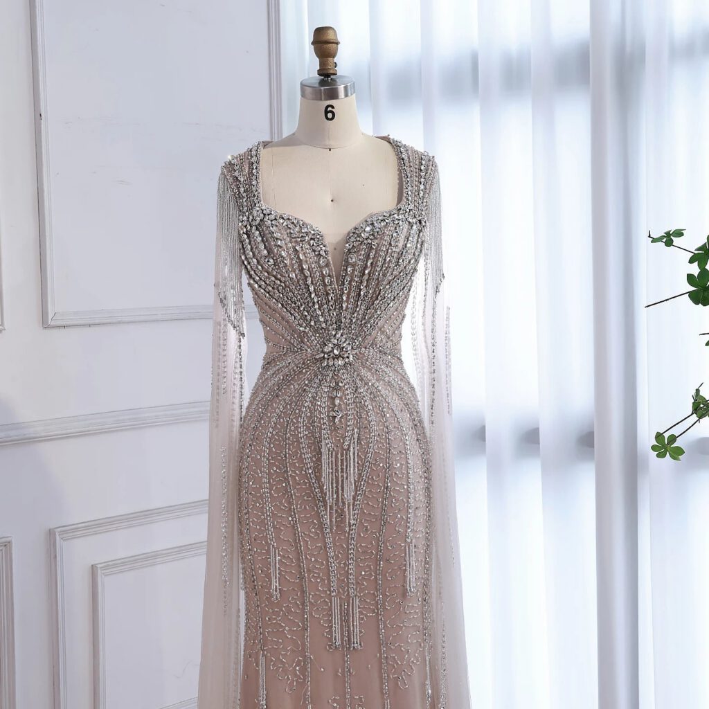Nove Dress Caramel Beaded Evening Dress - Style