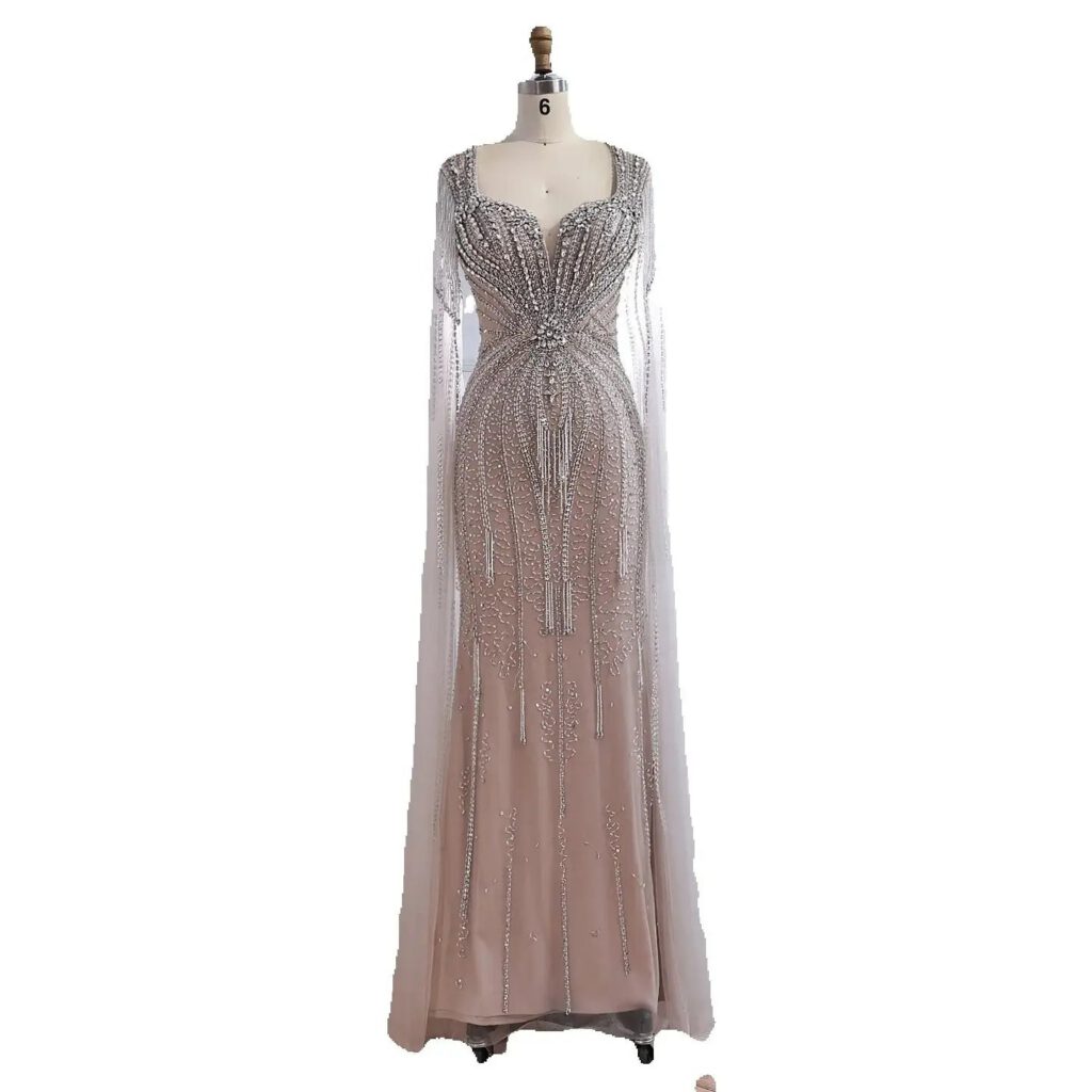 Nove Dress Caramel Beaded Evening Dress - Style