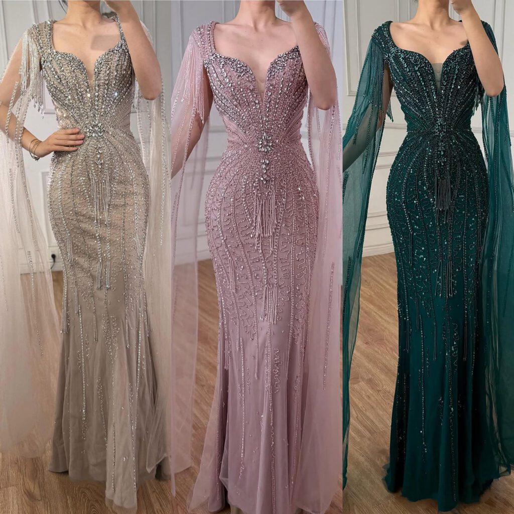 Nove Dress Caramel Beaded Evening Dress - Style