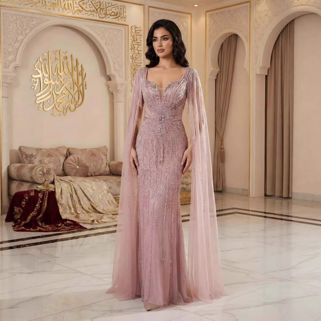 Nove Dress Caramel Beaded Evening Dress - Style