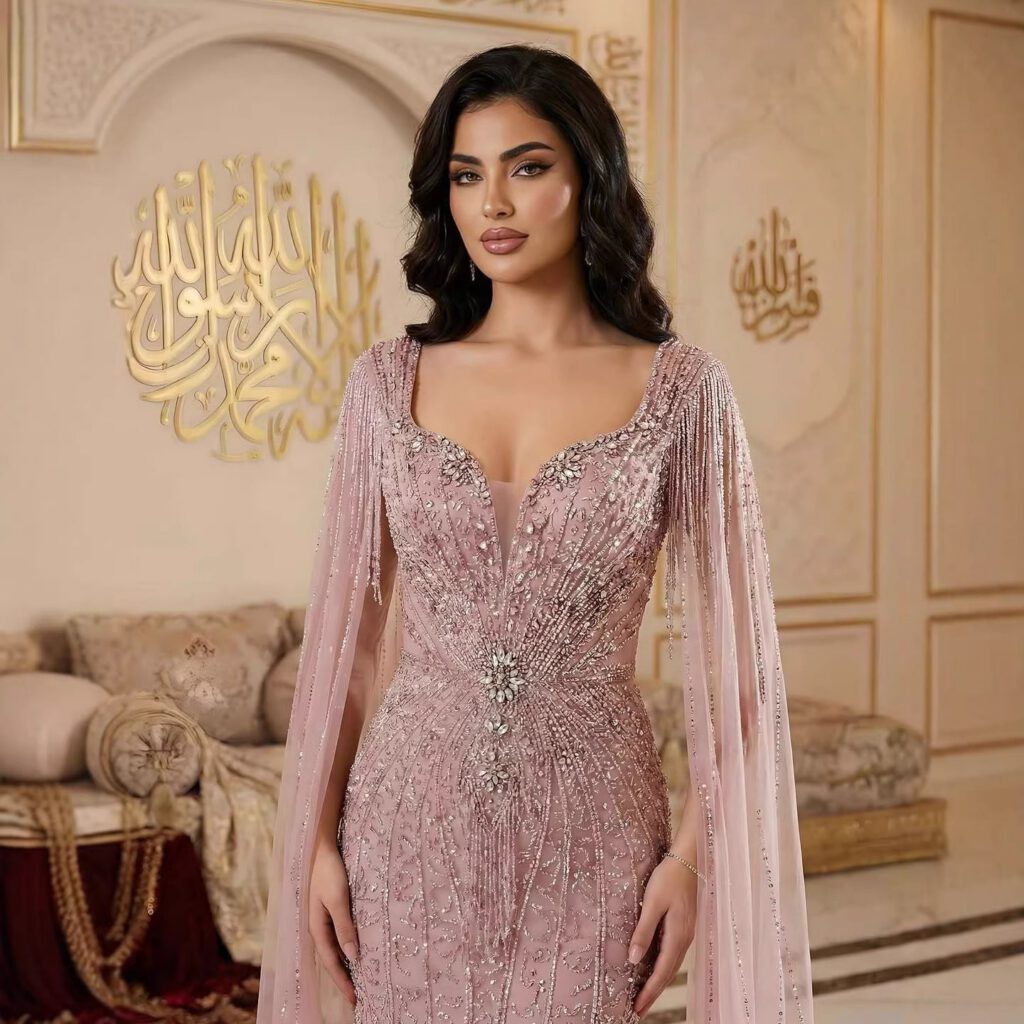 Nove Dress Caramel Beaded Evening Dress - Style