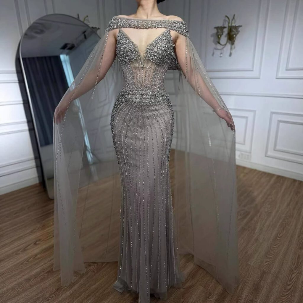 Nove Dress Caramel Beaded Evening Dress - Style