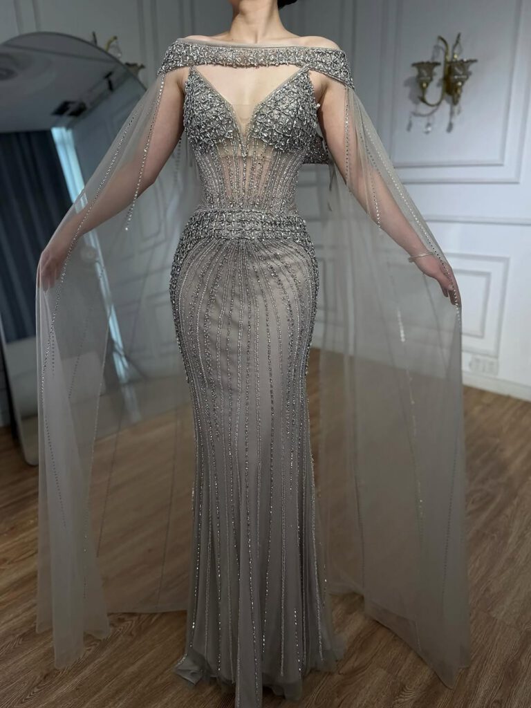 Nove Dress Caramel Beaded Evening Dress - Style