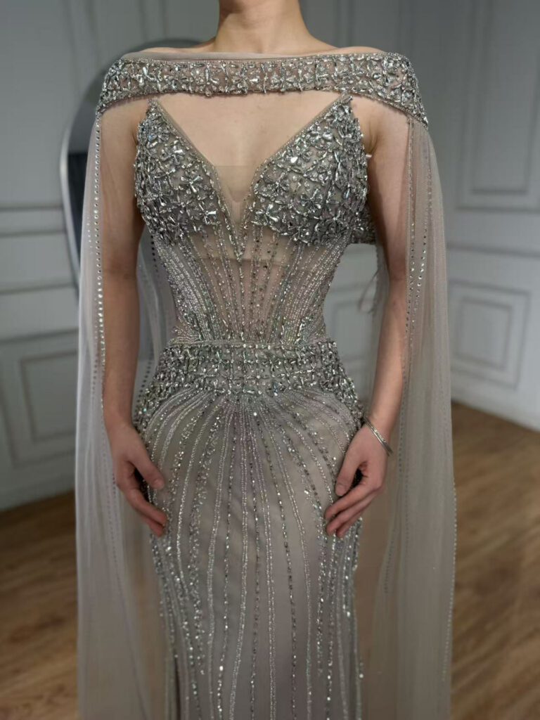 Nove Dress Caramel Beaded Evening Dress - Style