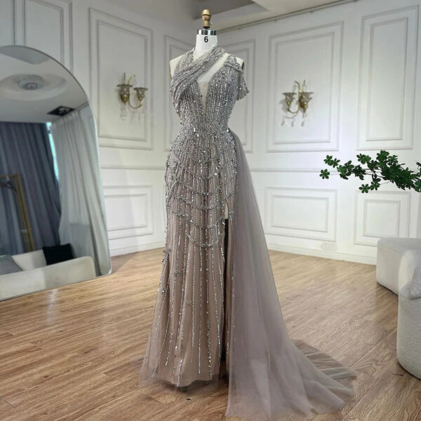 Nove Dress Caramel Beaded Halter Mermaid Evening Dress 1 - Nove Dress