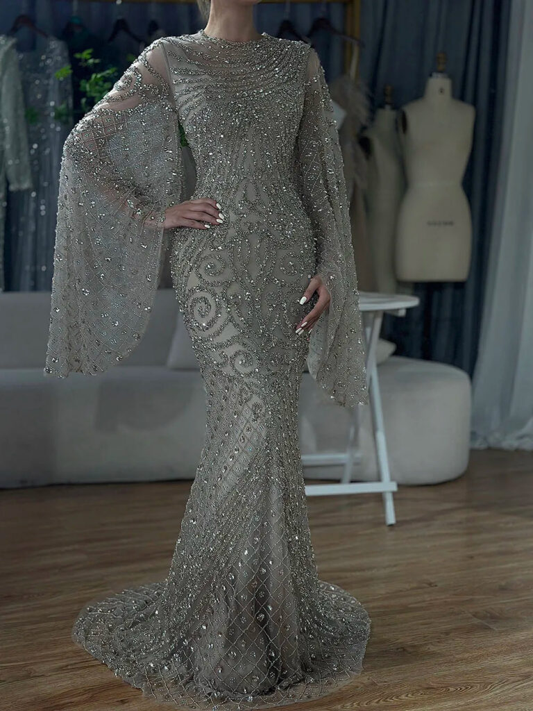 Nove Dress Caramel Beaded Mermaid Evening Dress - Style
