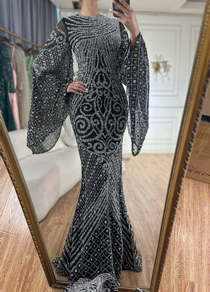 Nove Dress Caramel Beaded Mermaid Evening Dress - Style