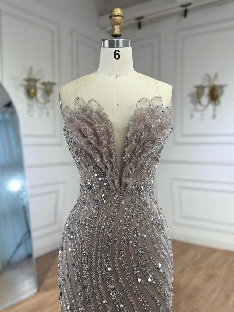 Nove Dress Caramel Beaded Mermaid Evening Dress - Style