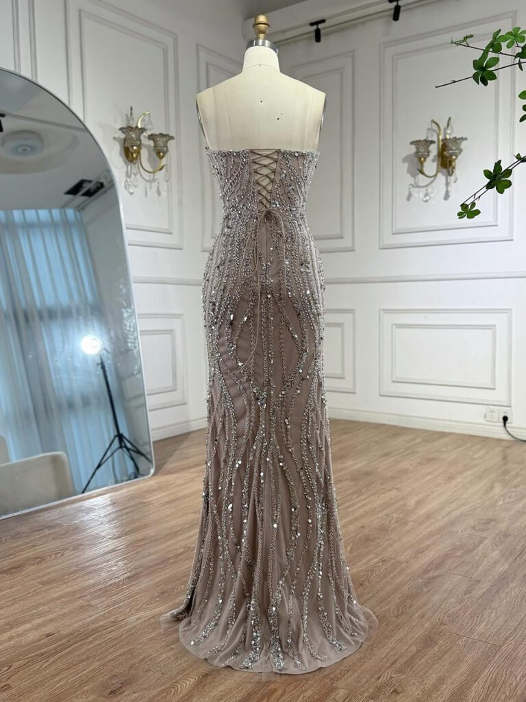 Nove Dress Caramel Beaded Mermaid Evening Dress - Style