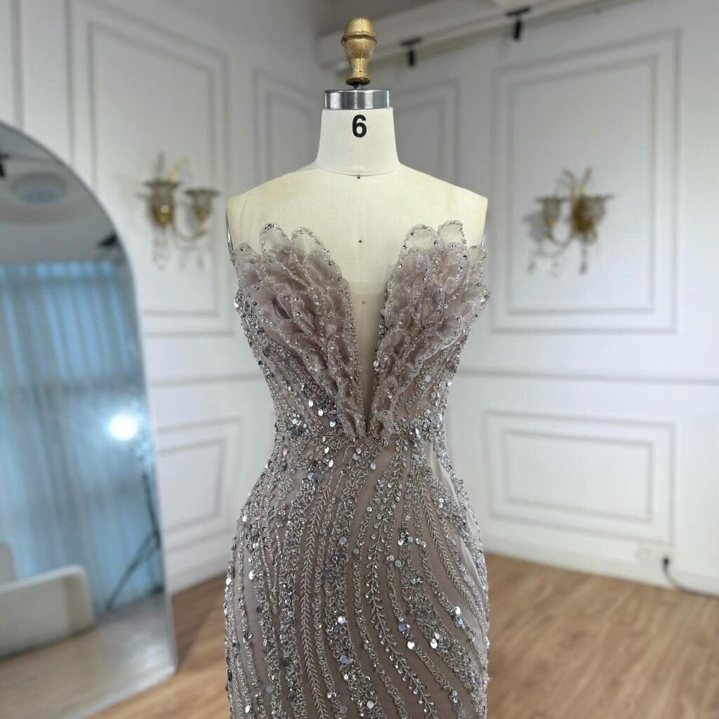 Nove Dress Caramel Beaded Mermaid Evening Dress - Style