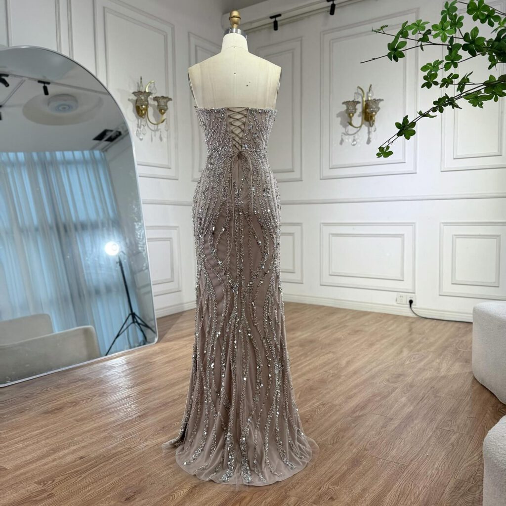 Nove Dress Caramel Beaded Mermaid Evening Dress - Style