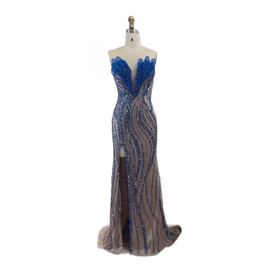 Nove Dress Caramel Beaded Mermaid Evening Dress - Style