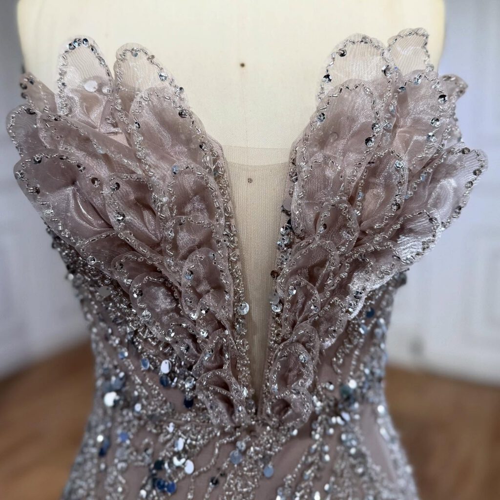 Nove Dress Caramel Beaded Mermaid Evening Dress - Style